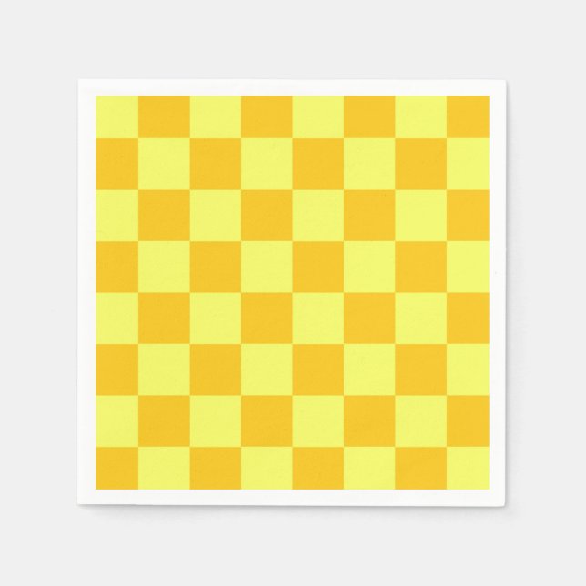Light and Dark Yellow Chequered Design  Napkin (Front)