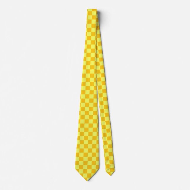 Light and Dark Yellow Chequered Design  Tie (Front)