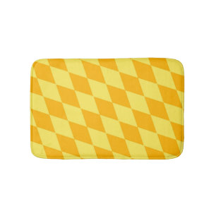 Light and Dark Yellow Harlequin Diamonds Checkers Bath Mat