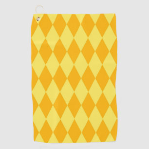 Light and Dark Yellow Harlequin Diamonds Checkers Golf Towel