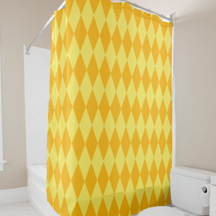 Light and Dark Yellow Harlequin Diamonds Checkers  Shower Curtain