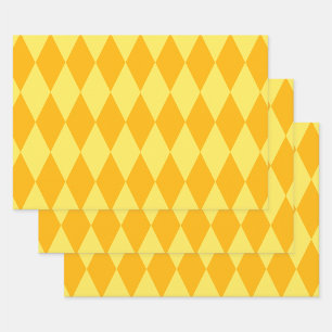 Light and Dark Yellow Harlequin Diamonds Checkers Wrapping Paper Sheet