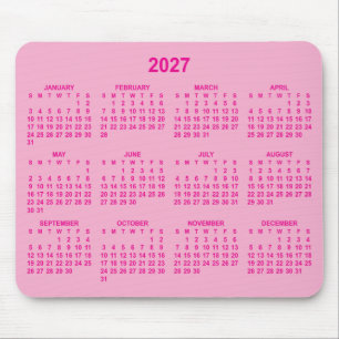 Light and Hot Pink 2027 Calendar Mouse Mat