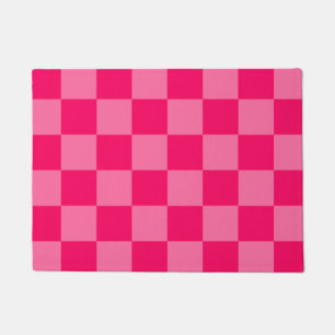 Light and Hot Pink Chequered Pattern Design  Doormat