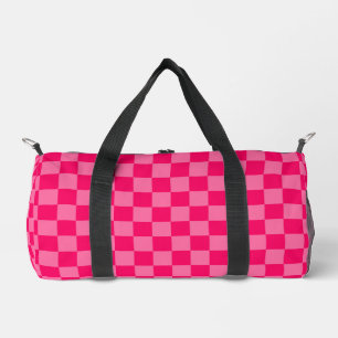 Light and Hot Pink Chequered Pattern Design Duffle Bag