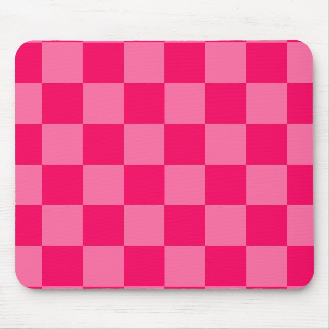 Light and Hot Pink Chequered Pattern Design  Mouse Mat (Front)
