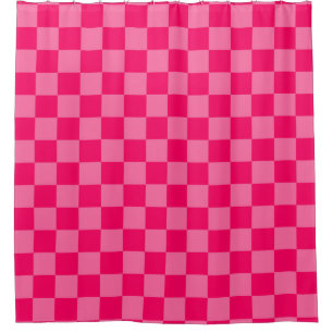 Light and Hot Pink Chequered Pattern Design  Shower Curtain