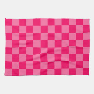 Light and Hot Pink Chequered Pattern Design  Tea Towel