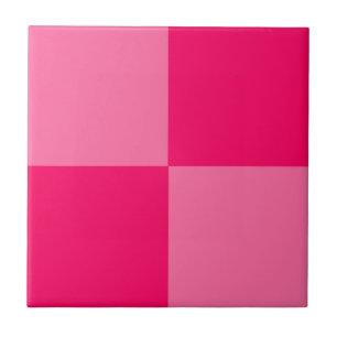 Light and Hot Pink Chequered Pattern Design Tile