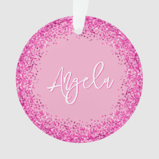 Light and Hot Pink Glitter Photo Ornament