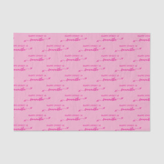 Light and Hot Pink Happy Sweet 16 Cute Bow Name Tissue Paper