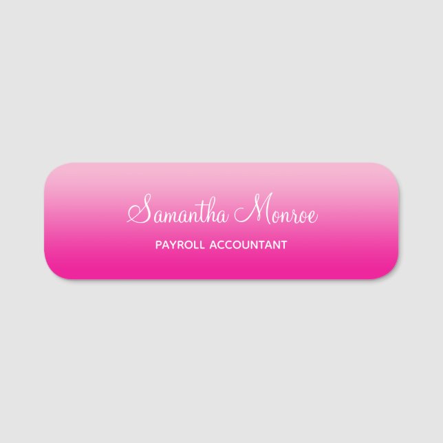 Light and Hot Pink Ombre Name Title Tag (Front)