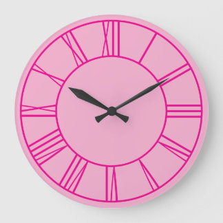 Light and Hot Pink Ring Roman Numerals Large Clock