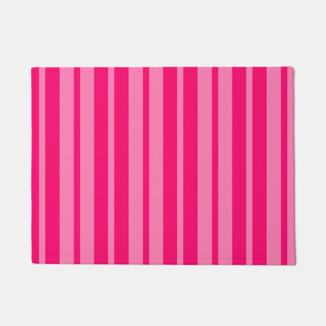 Light and Hot Pink Stylish Stripes Pattern Design  Doormat (Front)