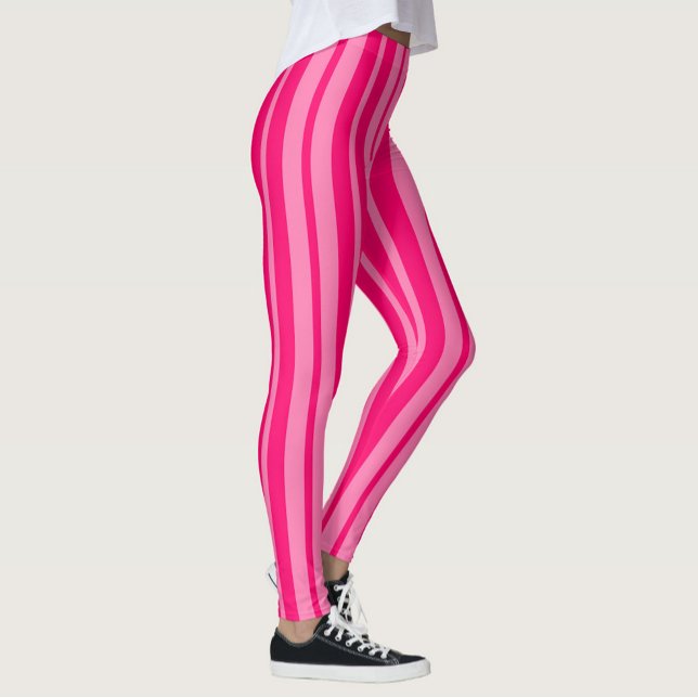 Light and Hot Pink Stylish Stripes Pattern Design  Leggings (Creator Uploaded)