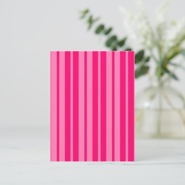Light and Hot Pink Stylish Stripes Pattern Design  Postcard (Standing Front)