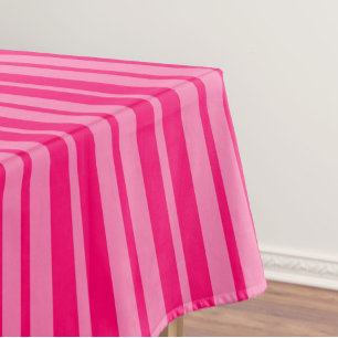 Light and Hot Pink Stylish Stripes Pattern Design Tablecloth