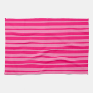 Light and Hot Pink Stylish Stripes Pattern Design  Tea Towel