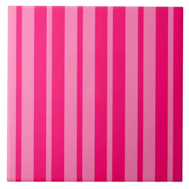 Light and Hot Pink Stylish Stripes Pattern Design  Tile (Front)