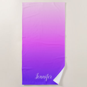 Light and Hot Pink Violet Personalised Ombre Beach Towel