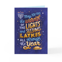 Light and Latkes Non-Photo Hanukkah Greeting Card