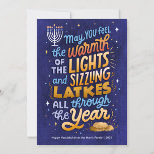 Light and Latkes Non-Photo Hanukkah  Holiday Card