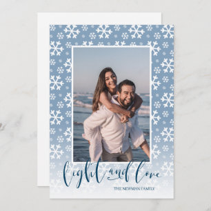 Light and Love Snowy Hanukkah Photo Holiday Card