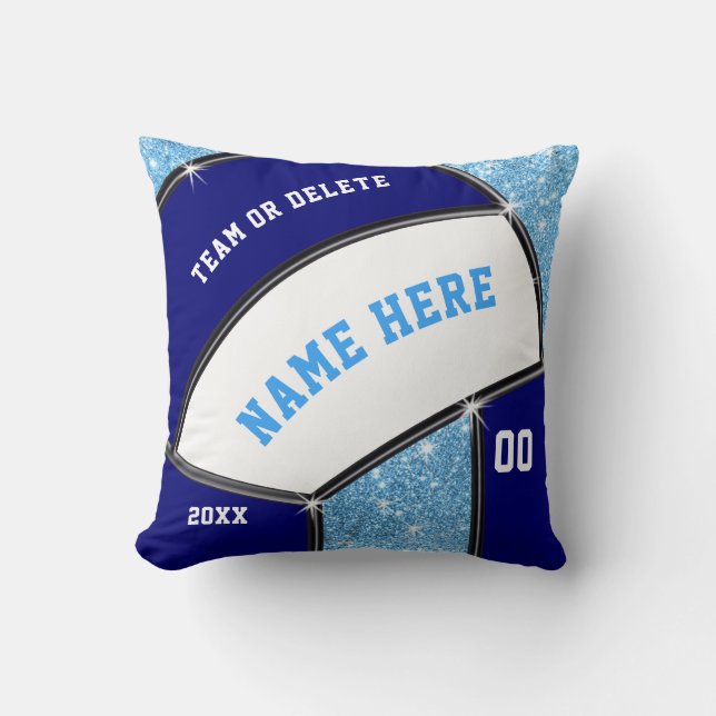 Light and Navy Blue White, Senior Volleyball Gifts Cushion (Front)