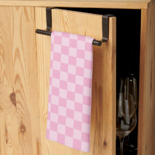 Light and Pale Pink Monotone Chequered Tea Towel