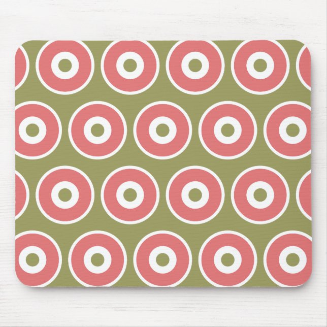 Light and Sweet Tan Coral Circle Pattern Mouse Mat (Front)
