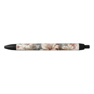 Light Antique Floral Perfection Black Ink Pen