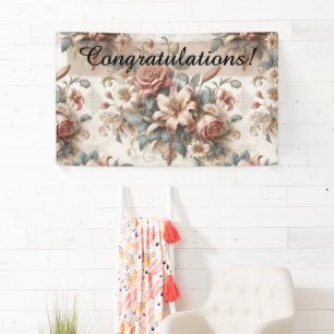 Light Antique Floral Perfection Congratulations Banner