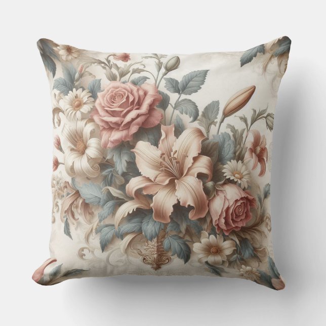 Light Antique Floral Perfection Cushion (Front)