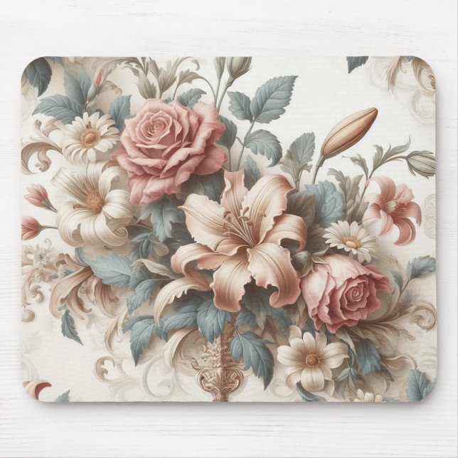 Light Antique Floral Perfection Mouse Mat (Front)