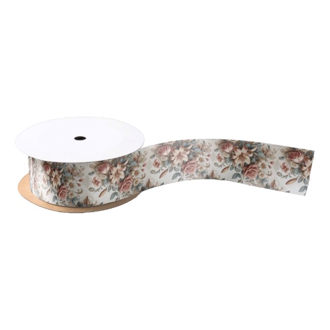Light Antique Floral Perfection Satin Ribbon (Spool)