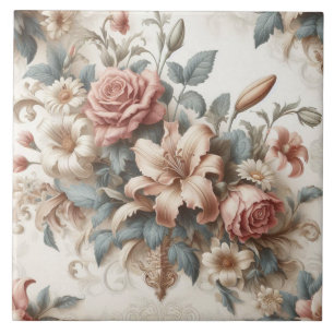 Light Antique Floral Perfection Tile