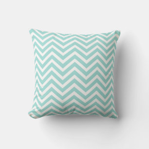 Light Aqua and White Chevron Pattern Cushion