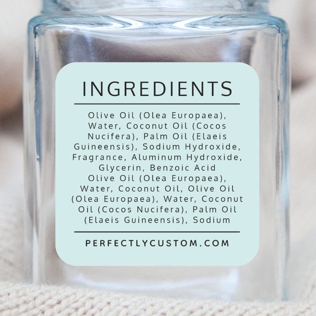 Light aqua blue ingredient list product label (Creator Uploaded)