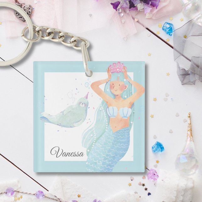 Light Aqua Blue Mermaid Party Adventure Keychain (Creator Uploaded)