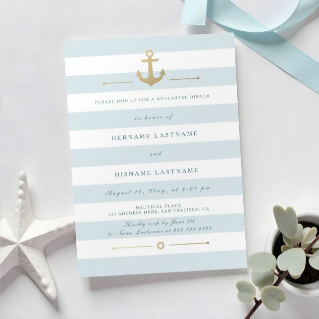 Light Aqua Blue Nautical Rehearsal Dinner Invite (Creator Uploaded)