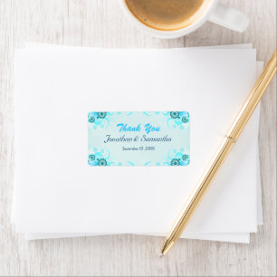 Light Aqua Blue Teal Floral Medium Wedding Favour Label