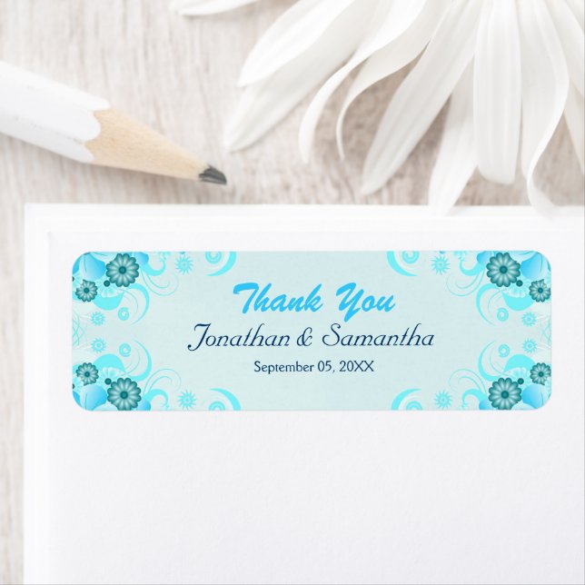 Light Aqua Blue Teal Floral Small Wedding Favour (Insitu)