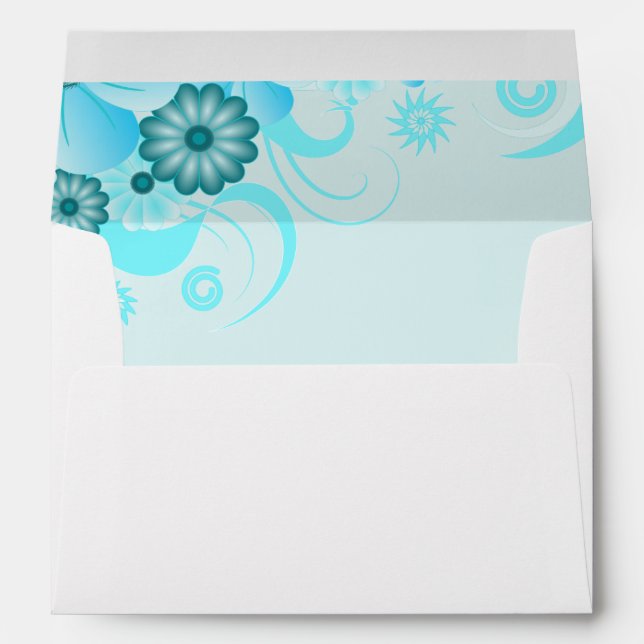 Light Aqua Blue Teal Turquoise Floral Hibiscus Envelopes (Back (Bottom))