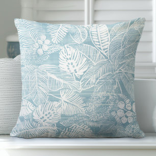 Light Aqua Blue Tropical Throw Pillow