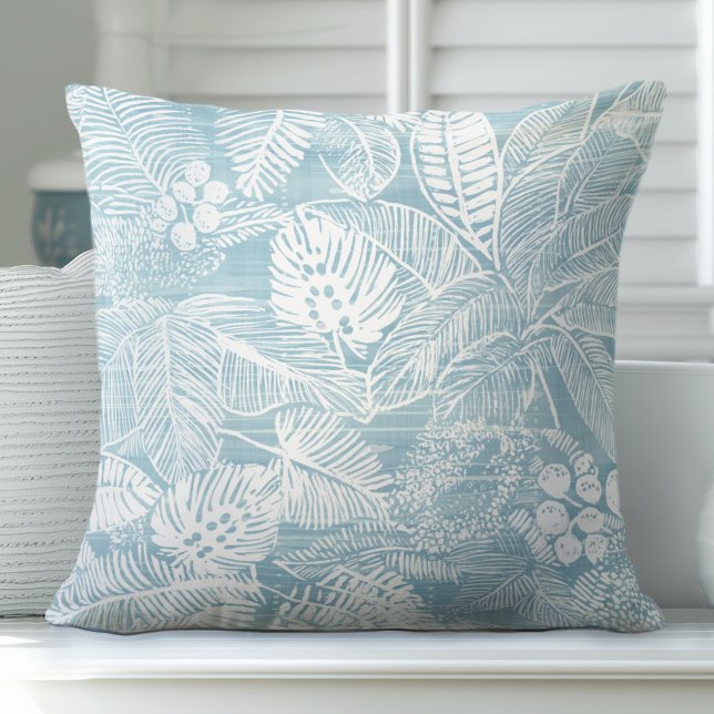 Light Aqua Blue Tropical Throw Pillow (Creator Uploaded)