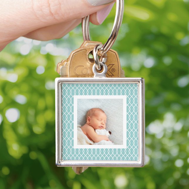 Light Aqua | Lattice Framed Photo Key Ring (Creator Uploaded)