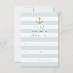 Light Aqua Striped Nautical Response RSVP Card