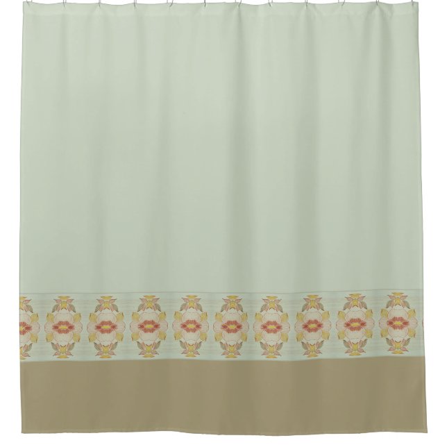 Light Aqua Teal And Gold Shower Curtain (Front)