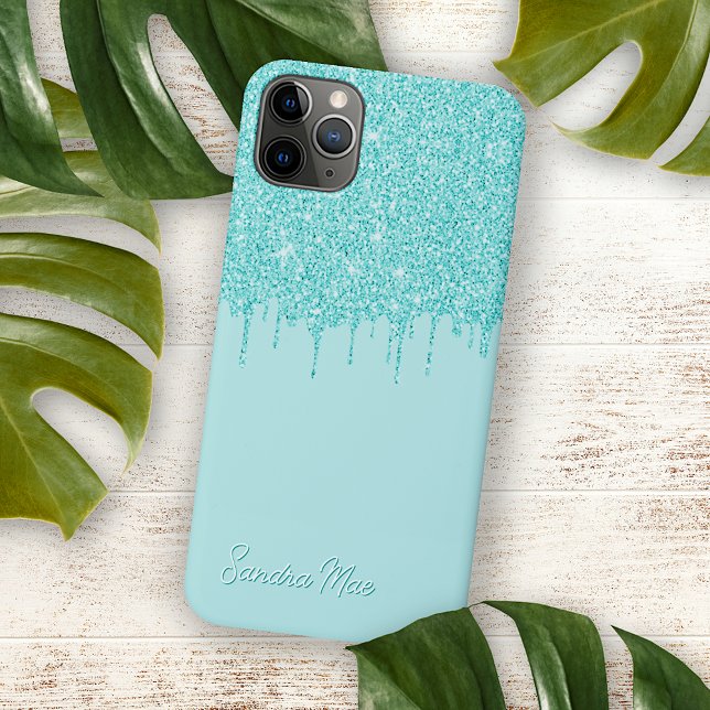 Light Aqua Turquoise Green Glitter Art Pattern Case-Mate iPhone Case (Creator Uploaded)
