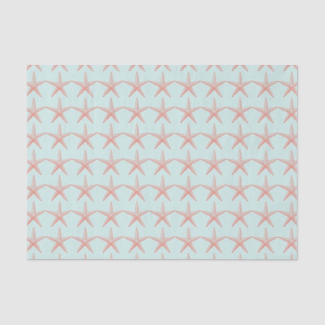 Light Aquamarine Coral Starfish 10lb Tissue Paper (Front)
